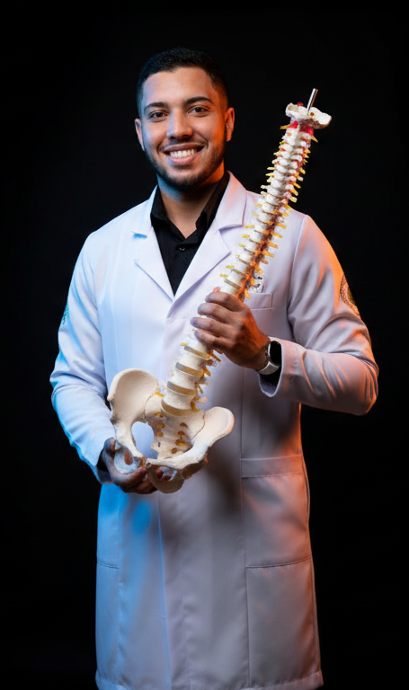 Dr. Felipe Esdras fisioterapeuta especializado em coluna vertebral no consultório no Tirol, Natal RN